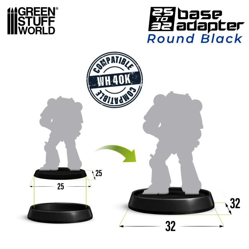 Green Stuff World Hollow Plastic Bases - BLACK 25mm - Laser Cut For Wargame Miniatures