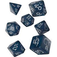 Shimmering Llama Dice Set Glittering Dark Blue & White