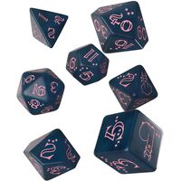 Sparkling Llama Dice Set Glittering Dark Blue and Pink