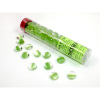Green Catseye Glass Stones in 5 1/2" Tube (40+)
