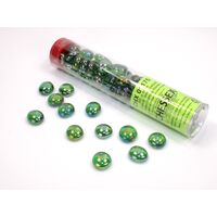 Crystal Green Iridized Glass Stones in 5 1/2" Tube (40+)