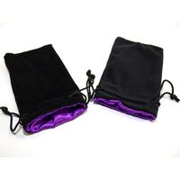 Velvet Bag Black / Purple Inside Big 5" x 8"