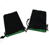 Velvet Bag Black / Green Inside Big 5" x 8"