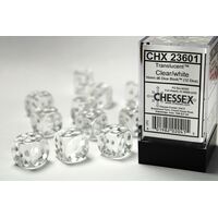 Translucent Clear/White 16mm Dice Block™ (12)