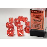 Translucent Orange/White 16mm Dice Block™ (12)