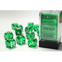 Translucent Green/White 16mm Dice Block™ (12)