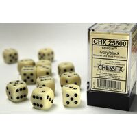 Opaque Ivory/Black 16mm Dice Block™ (12)