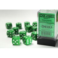 Opaque Green/White 16mm Dice Block™ (12)