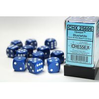Opaque Blue/White 16mm Dice Block™ (12)