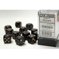 Opaque Black/Gold 16mm Dice Block™ (12)