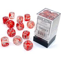 Nebula® Red/silver Luminary™ 16mm Dice Block™ (12 dice)