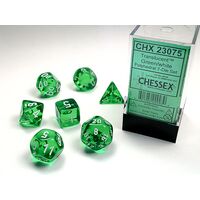 Translucent Green/white 7-Dice Set