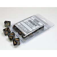 Opaque Black/gold Set of Ten d10s