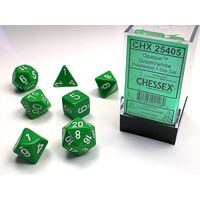 Opaque Green/white 7-Dice Set
