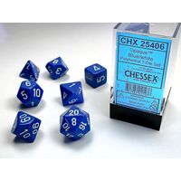 Opaque Blue/white 7-Dice Set