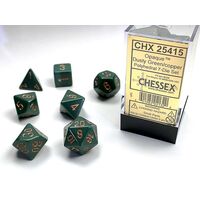 Opaque Dusty Green/copper 7-Dice Set