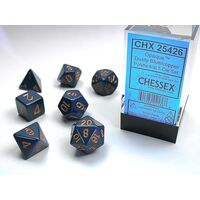 Opaque Dusty Blue/copper 7-Dice Set