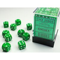 Opaque Dice Block™ 12mm d6 Green/white (36 dice)
