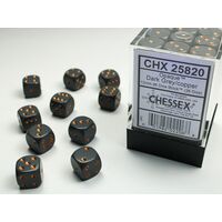 Opaque Dice Block™ 12mm d6 Dark Grey/copper  (36 dice)