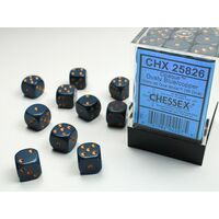 Opaque Dice Block™ 12mm d6 Dusty Blue/copper (36 dice)