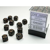 Opaque Dice Block™ 12mm d6 Black/gold (36 dice)