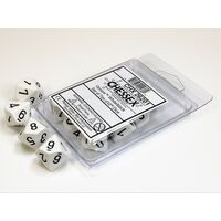 Opaque White/black Set of Ten d10s