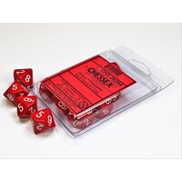 Opaque Red/white Set of Ten d10s
