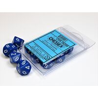Opaque Blue/white Set of Ten d10s