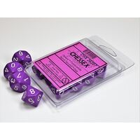Opaque Purple/white Set of Ten d10s