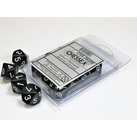Opaque Black/white Set of Ten d10s