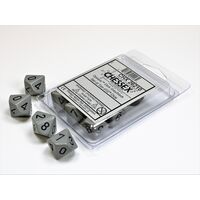 Opaque Dark Grey/black Set of Ten d10s
