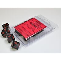 Opaque Black/red Set of Ten d10s