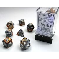 Gemini® Copper-Steel/white 7-Dice Set