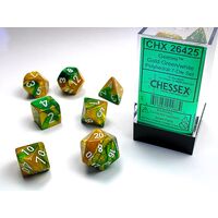 Gemini® Gold-Green/white 7-Dice Set