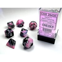 Gemini® Black-Pink/white 7-Dice Set