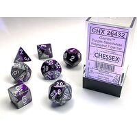 Gemini® Purple-Steel/white 7-Dice Set