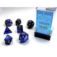 Gemini® Black-Blue/gold 7-Dice Set