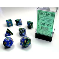 Gemini® Blue-Green/gold 7-Dice Set