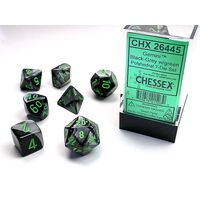 Gemini® Black-Grey/green 7-Dice Set