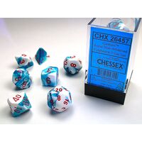 Gemini® Astral Blue-White/red 7-Dice Set