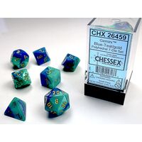 Gemini® Blue-Teal/gold 7-Dice Set