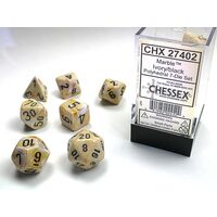Marble Ivory/black 7-Dice Set