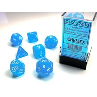 Frosted™ Caribbean Blue™/white 7-Dice Set
