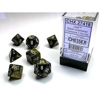 Leaf™ Black Gold/silver 7-Dice Set