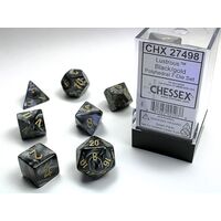 Lustrous® Black/gold 7-Dice Set