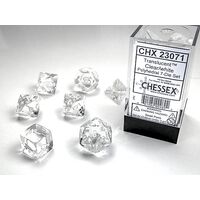 Translucent Clear/white 7-Dice Set