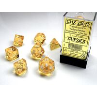 Translucent Yellow/white 7-Dice Set