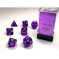 Translucent Purple/white 7-Dice Set