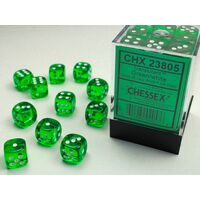Translucent Dice Block™ 12mm d6 Green/white (36)