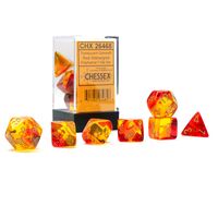 Translucent Gemini® Red-Yellow/gold 7-Dice Set